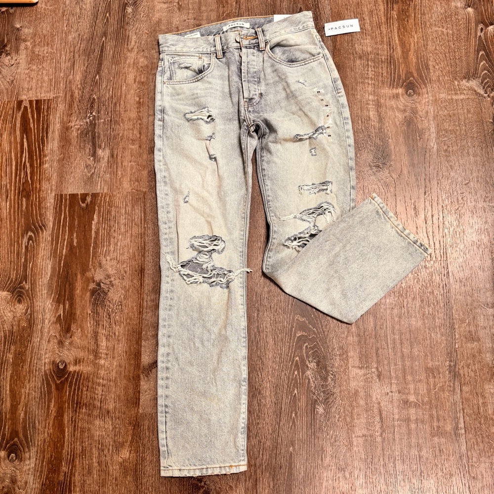 Pacsun-Men's Distressed Gray Jeans